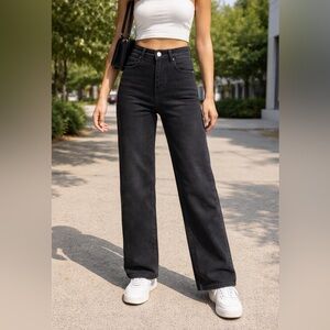 Catch Me Premium Black High-Waisted Straight Leg Jeans Size EUR 40